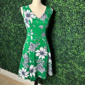 Green Daisy Pockets Dress A-Line Floral Jessica Howard Sz 6P